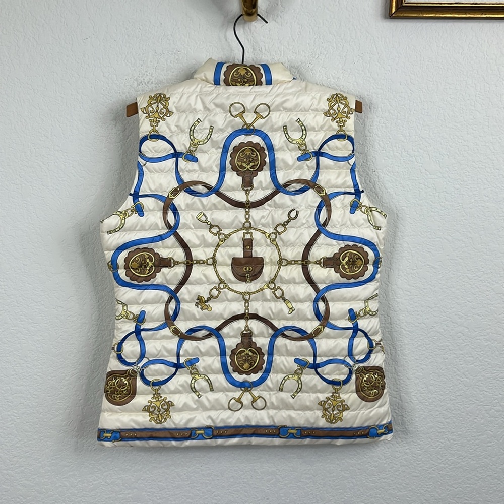 J.Mclaughlin Quilted Equestrian Reversible Horsebit Puffer Vest Pockets - Picture 7 of 10
